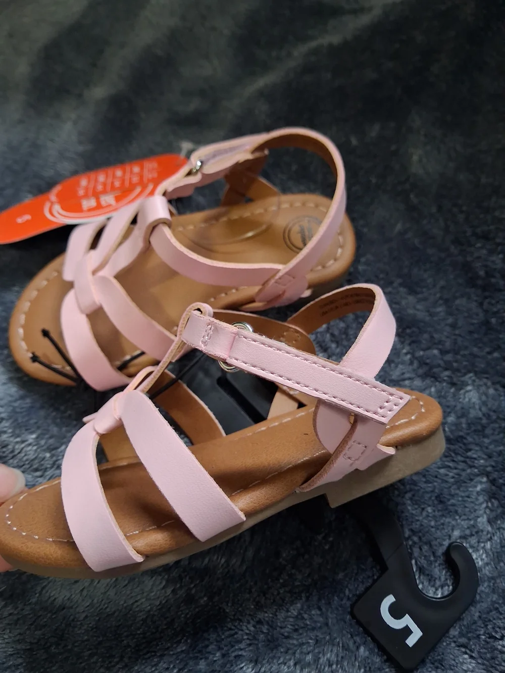 NWT Wonder Nation Light Pink Strappy Sandals Hook & Loop Closure Girls Size 5
